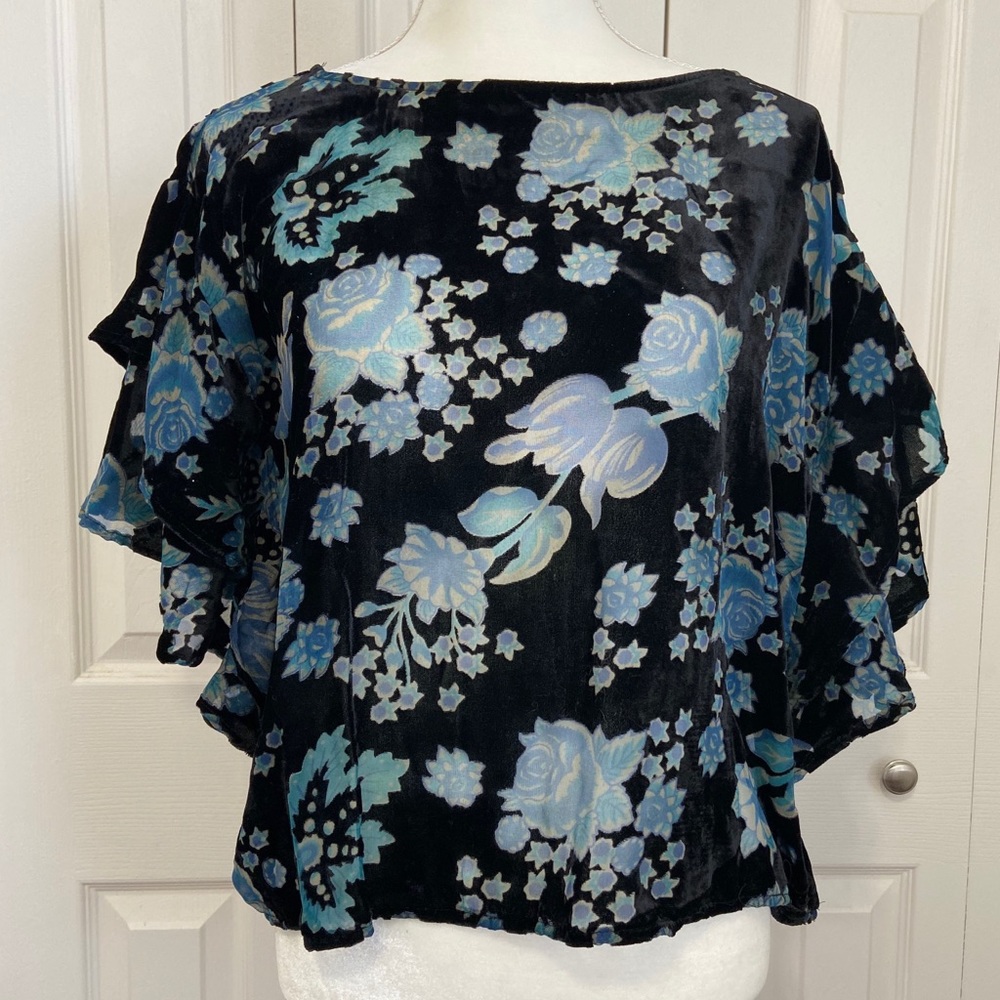 W5 | Anthropologie Floral Sheer Velvet Top